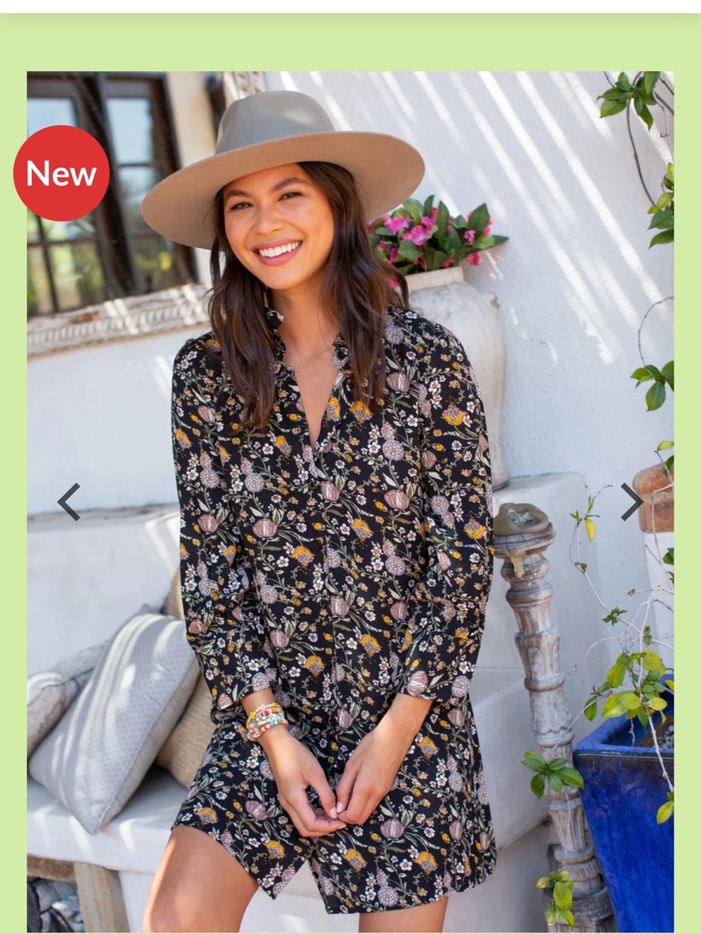 NATURAL LIFE Black Floral Long-Sleeve Button-Front Dress